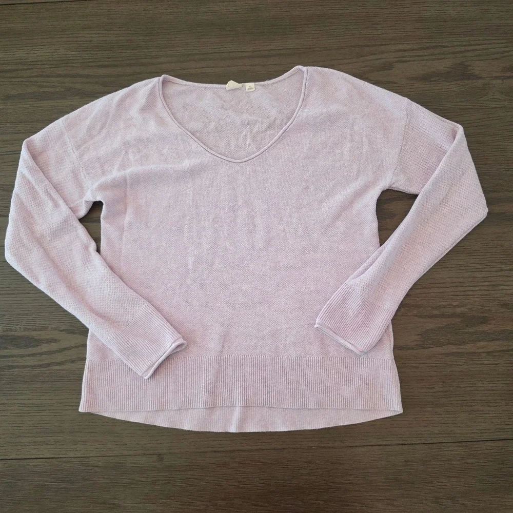 Gap Womens Lavender Purple V-Neck 100% Cotton Textured Knit Sweater Small